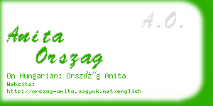 anita orszag business card